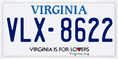 VA license plate VLX8622