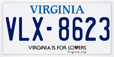 VA license plate VLX8623