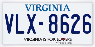 VA license plate VLX8626