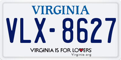 VA license plate VLX8627