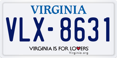 VA license plate VLX8631