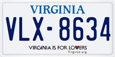 VA license plate VLX8634