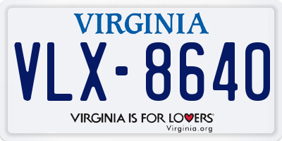 VA license plate VLX8640