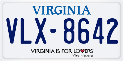 VA license plate VLX8642