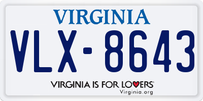 VA license plate VLX8643