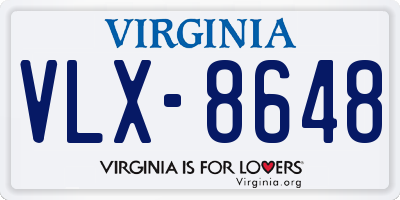 VA license plate VLX8648