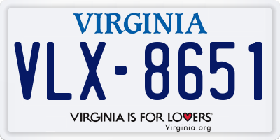 VA license plate VLX8651