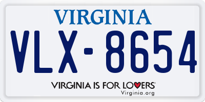 VA license plate VLX8654