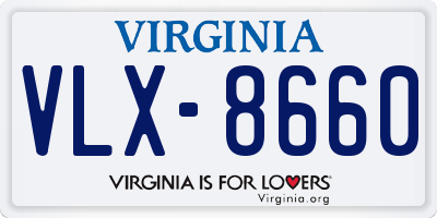 VA license plate VLX8660