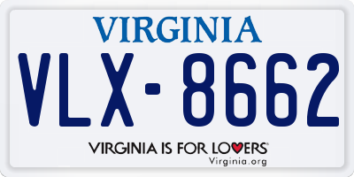 VA license plate VLX8662