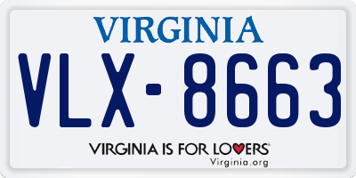 VA license plate VLX8663