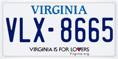 VA license plate VLX8665