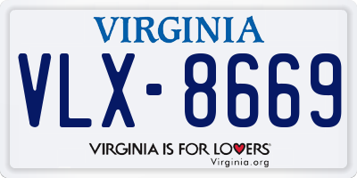 VA license plate VLX8669