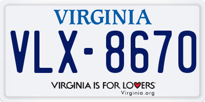 VA license plate VLX8670