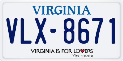 VA license plate VLX8671