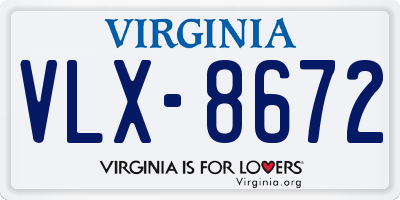 VA license plate VLX8672