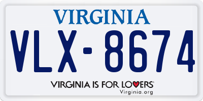 VA license plate VLX8674