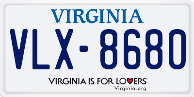 VA license plate VLX8680