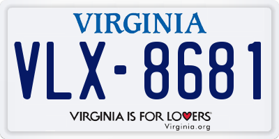 VA license plate VLX8681