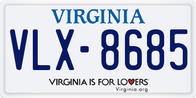 VA license plate VLX8685