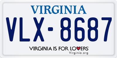 VA license plate VLX8687