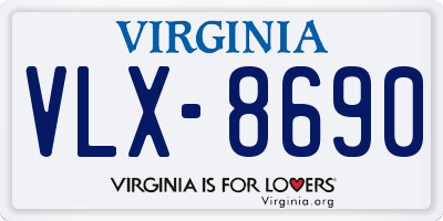 VA license plate VLX8690