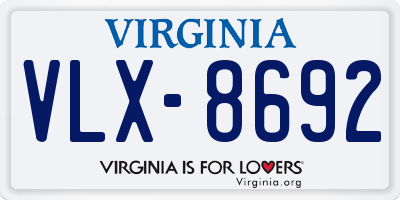 VA license plate VLX8692