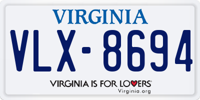 VA license plate VLX8694