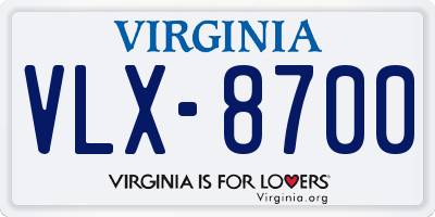 VA license plate VLX8700