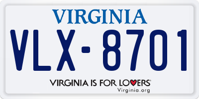 VA license plate VLX8701