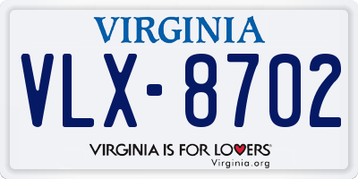 VA license plate VLX8702