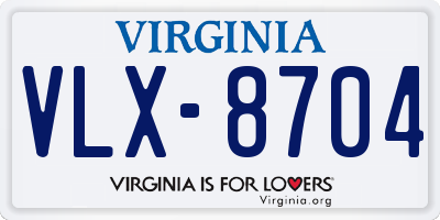 VA license plate VLX8704