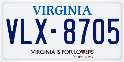 VA license plate VLX8705