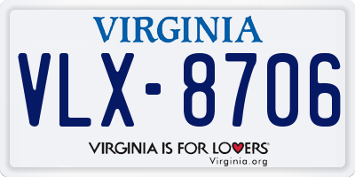 VA license plate VLX8706