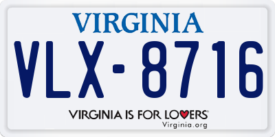 VA license plate VLX8716