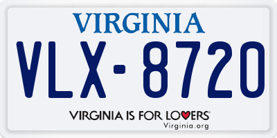 VA license plate VLX8720