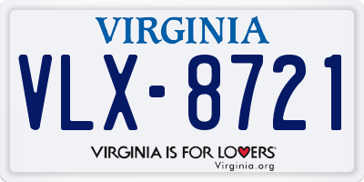 VA license plate VLX8721