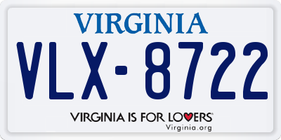 VA license plate VLX8722