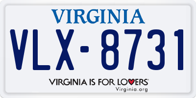 VA license plate VLX8731