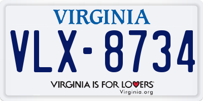 VA license plate VLX8734