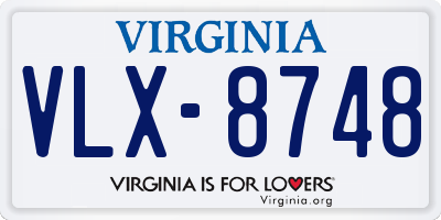 VA license plate VLX8748