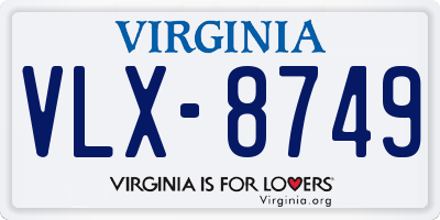 VA license plate VLX8749