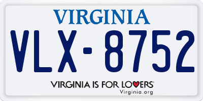 VA license plate VLX8752