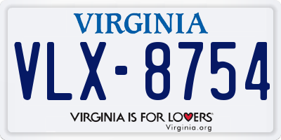 VA license plate VLX8754