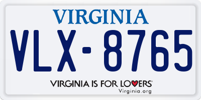 VA license plate VLX8765