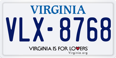 VA license plate VLX8768