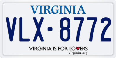 VA license plate VLX8772