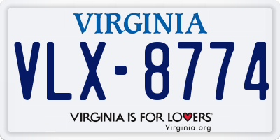 VA license plate VLX8774