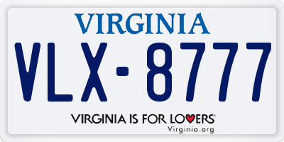 VA license plate VLX8777