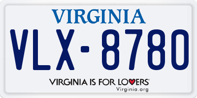 VA license plate VLX8780